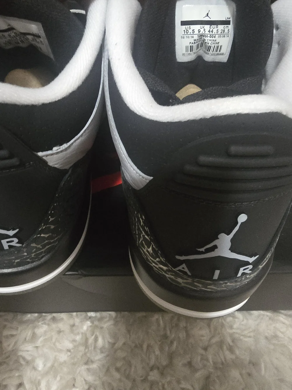 Jordan Retro 3 Shoes in Grey and Black with Elephant Print